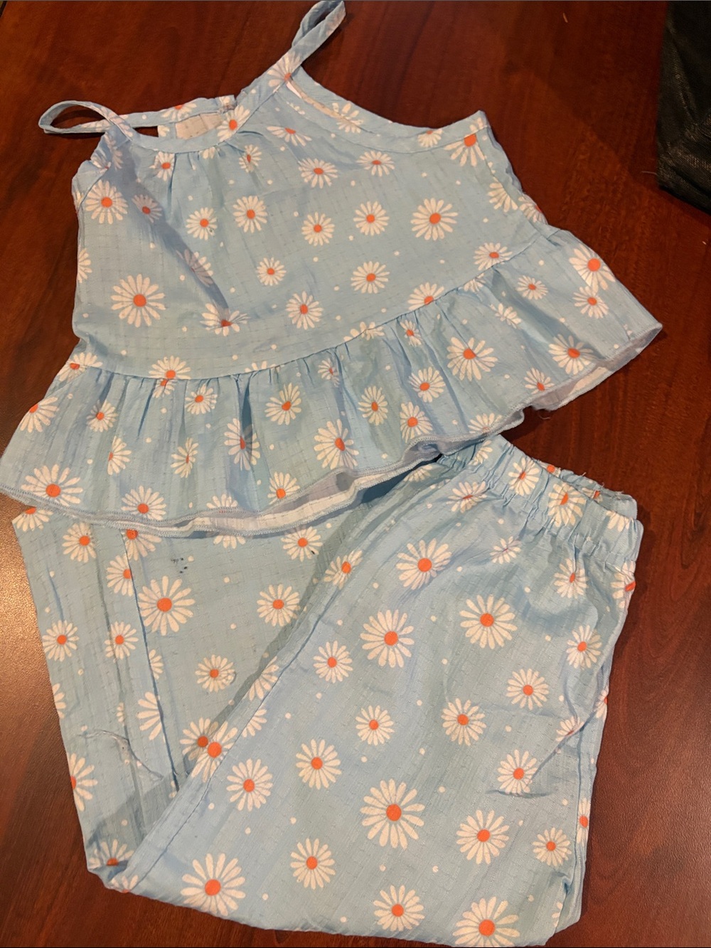 Blue Daisy Print Girls Tank & Shorts Set 18-24 mo